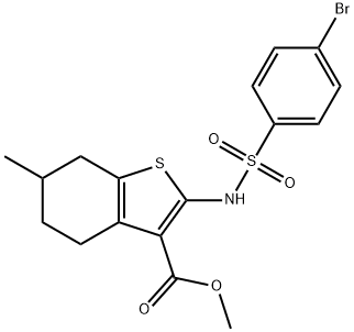 methyl 2-[(4-bromophenyl)sulfonylamino]-6-methyl-4,5,6,7-tetrahydro-1-benzothiophene-3-carboxylate Struktur