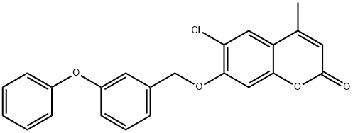 6-chloro-4-methyl-7-[(3-phenoxyphenyl)methoxy]chromen-2-one Struktur