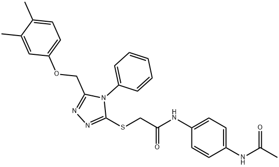 N-(4-acetamidophenyl)-2-[[5-[(3,4-dimethylphenoxy)methyl]-4-phenyl-1,2,4-triazol-3-yl]sulfanyl]acetamide Struktur