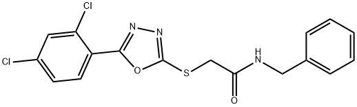 N-benzyl-2-[[5-(2,4-dichlorophenyl)-1,3,4-oxadiazol-2-yl]sulfanyl]acetamide Struktur