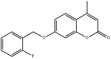 7-[(2-fluorophenyl)methoxy]-4-methylchromen-2-one Struktur