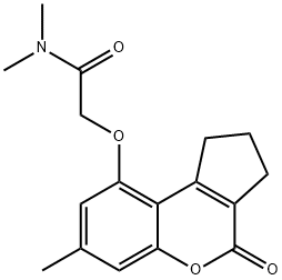 N,N-dimethyl-2-[(7-methyl-4-oxo-2,3-dihydro-1H-cyclopenta[c]chromen-9-yl)oxy]acetamide Struktur