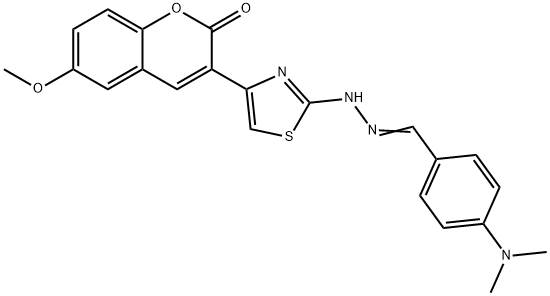 3-[2-[(2E)-2-[[4-(dimethylamino)phenyl]methylidene]hydrazinyl]-1,3-thiazol-4-yl]-6-methoxychromen-2-one Struktur