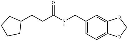 N-(1,3-benzodioxol-5-ylmethyl)-3-cyclopentylpropanamide Struktur