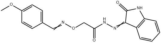 2-[(4-methoxyphenyl)methylideneamino]oxy-N'-(2-oxoindol-3-yl)acetohydrazide Struktur