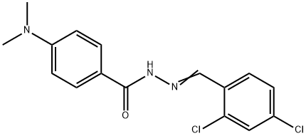 N-[(E)-(2,4-dichlorophenyl)methylideneamino]-4-(dimethylamino)benzamide Struktur