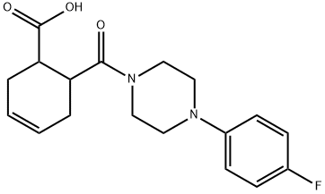 6-[4-(4-fluorophenyl)piperazine-1-carbonyl]cyclohex-3-ene-1-carboxylic acid Struktur