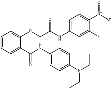 N-[4-(diethylamino)phenyl]-2-[2-(3-fluoro-4-nitroanilino)-2-oxoethoxy]benzamide Struktur