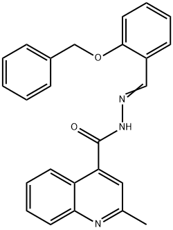 2-methyl-N-[(E)-(2-phenylmethoxyphenyl)methylideneamino]quinoline-4-carboxamide Struktur