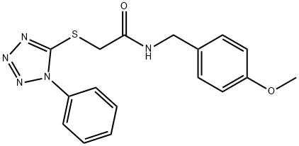 N-[(4-methoxyphenyl)methyl]-2-(1-phenyltetrazol-5-yl)sulfanylacetamide Struktur