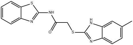 N-(1,3-benzothiazol-2-yl)-2-[(6-methyl-1H-benzimidazol-2-yl)sulfanyl]acetamide Struktur