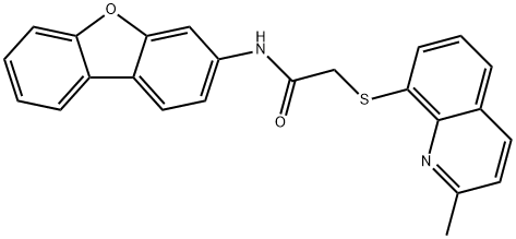 N-dibenzofuran-3-yl-2-(2-methylquinolin-8-yl)sulfanylacetamide Struktur