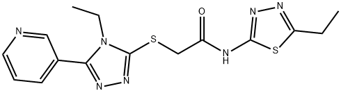 2-[(4-ethyl-5-pyridin-3-yl-1,2,4-triazol-3-yl)sulfanyl]-N-(5-ethyl-1,3,4-thiadiazol-2-yl)acetamide Struktur