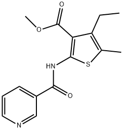 methyl 4-ethyl-5-methyl-2-(pyridine-3-carbonylamino)thiophene-3-carboxylate Struktur