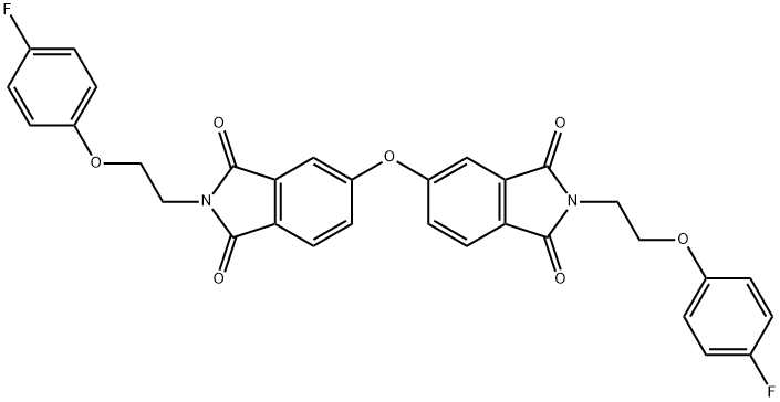 2-[2-(4-fluorophenoxy)ethyl]-5-[2-[2-(4-fluorophenoxy)ethyl]-1,3-dioxoisoindol-5-yl]oxyisoindole-1,3-dione Struktur