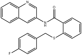 2-[(4-fluorophenyl)methylsulfanyl]-N-quinolin-3-ylbenzamide Struktur