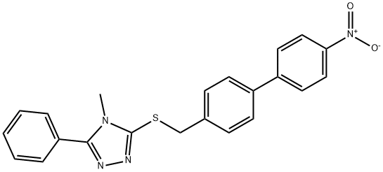 4-methyl-3-[[4-(4-nitrophenyl)phenyl]methylsulfanyl]-5-phenyl-1,2,4-triazole Struktur