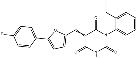 (5E)-1-(2-ethylphenyl)-5-[[5-(4-fluorophenyl)furan-2-yl]methylidene]-1,3-diazinane-2,4,6-trione Struktur