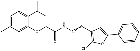 N-[(E)-(2-chloro-5-phenylfuran-3-yl)methylideneamino]-2-(5-methyl-2-propan-2-ylphenoxy)acetamide Structure