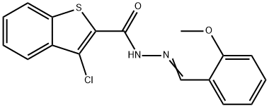 3-chloro-N-[(E)-(2-methoxyphenyl)methylideneamino]-1-benzothiophene-2-carboxamide Struktur