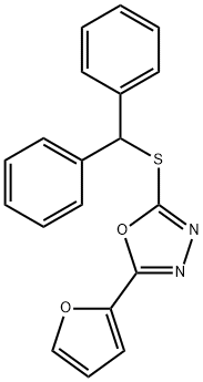 2-benzhydrylsulfanyl-5-(furan-2-yl)-1,3,4-oxadiazole Struktur