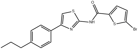 5-bromo-N-[4-(4-propylphenyl)-1,3-thiazol-2-yl]thiophene-2-carboxamide Struktur