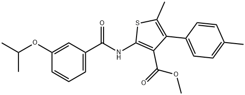 methyl 5-methyl-4-(4-methylphenyl)-2-[(3-propan-2-yloxybenzoyl)amino]thiophene-3-carboxylate Struktur