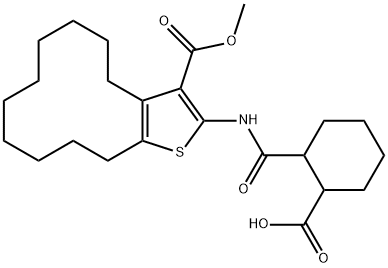 2-[(3-methoxycarbonyl-4,5,6,7,8,9,10,11,12,13-decahydrocyclododeca[b]thiophen-2-yl)carbamoyl]cyclohexane-1-carboxylic acid Struktur