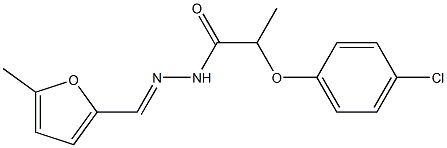 2-(4-chlorophenoxy)-N-[(E)-(5-methylfuran-2-yl)methylideneamino]propanamide Struktur