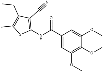 N-(3-cyano-4-ethyl-5-methylthiophen-2-yl)-3,4,5-trimethoxybenzamide Struktur