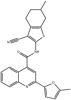 N-(3-cyano-6-methyl-4,5,6,7-tetrahydro-1-benzothiophen-2-yl)-2-(5-methylfuran-2-yl)quinoline-4-carboxamide Struktur