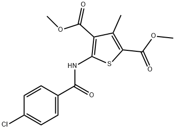 dimethyl 5-[(4-chlorobenzoyl)amino]-3-methylthiophene-2,4-dicarboxylate Struktur