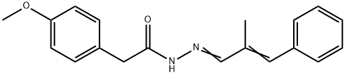 2-(4-methoxyphenyl)-N-[(E)-[(E)-2-methyl-3-phenylprop-2-enylidene]amino]acetamide Struktur