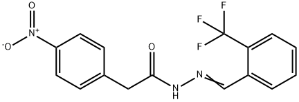 2-(4-nitrophenyl)-N-[(E)-[2-(trifluoromethyl)phenyl]methylideneamino]acetamide Struktur