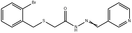 2-[(2-bromophenyl)methylsulfanyl]-N-[(E)-pyridin-3-ylmethylideneamino]acetamide Struktur