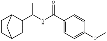 N-[1-(3-bicyclo[2.2.1]heptanyl)ethyl]-4-methoxybenzamide Struktur