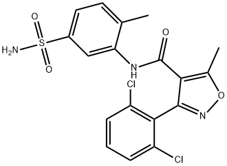 3-(2,6-dichlorophenyl)-5-methyl-N-(2-methyl-5-sulfamoylphenyl)-1,2-oxazole-4-carboxamide Struktur