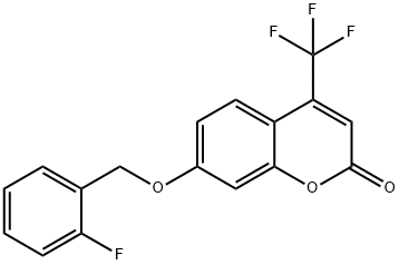 7-[(2-fluorophenyl)methoxy]-4-(trifluoromethyl)chromen-2-one Struktur