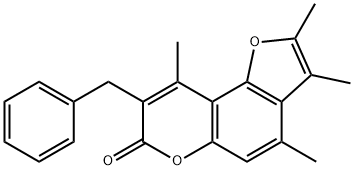 8-benzyl-2,3,4,9-tetramethylfuro[2,3-f]chromen-7-one Struktur