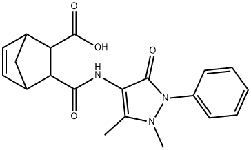 2-[(1,5-dimethyl-3-oxo-2-phenylpyrazol-4-yl)carbamoyl]bicyclo[2.2.1]hept-5-ene-3-carboxylic acid Struktur