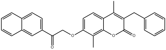 3-benzyl-4,8-dimethyl-7-(2-naphthalen-2-yl-2-oxoethoxy)chromen-2-one Struktur