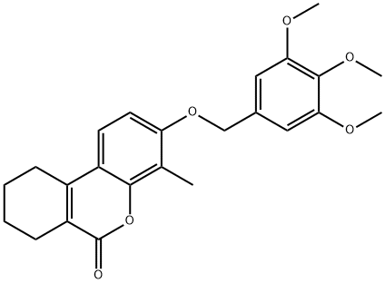 4-methyl-3-[(3,4,5-trimethoxyphenyl)methoxy]-7,8,9,10-tetrahydrobenzo[c]chromen-6-one Struktur