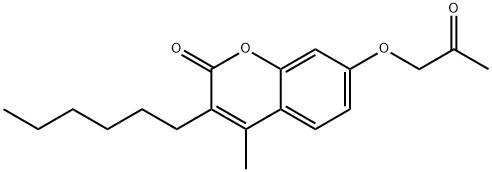 3-hexyl-4-methyl-7-(2-oxopropoxy)chromen-2-one Struktur