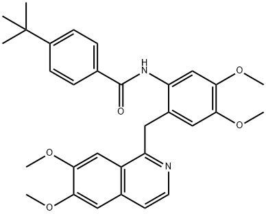 4-tert-butyl-N-[2-[(6,7-dimethoxyisoquinolin-1-yl)methyl]-4,5-dimethoxyphenyl]benzamide Struktur