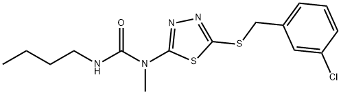 3-butyl-1-[5-[(3-chlorophenyl)methylsulfanyl]-1,3,4-thiadiazol-2-yl]-1-methylurea Struktur