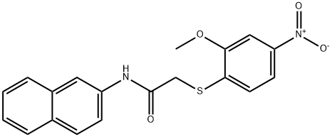 2-(2-methoxy-4-nitrophenyl)sulfanyl-N-naphthalen-2-ylacetamide Struktur