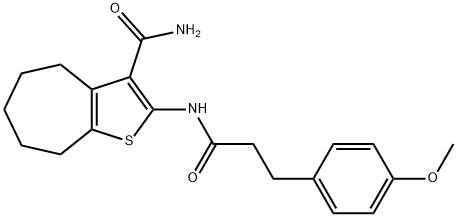 2-[3-(4-methoxyphenyl)propanoylamino]-5,6,7,8-tetrahydro-4H-cyclohepta[b]thiophene-3-carboxamide Struktur