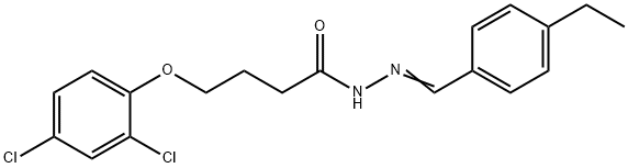 4-(2,4-dichlorophenoxy)-N-[(E)-(4-ethylphenyl)methylideneamino]butanamide Struktur