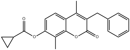 (3-benzyl-4,8-dimethyl-2-oxochromen-7-yl) cyclopropanecarboxylate Struktur