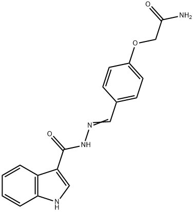 N-[(E)-[4-(2-amino-2-oxoethoxy)phenyl]methylideneamino]-1H-indole-3-carboxamide Struktur